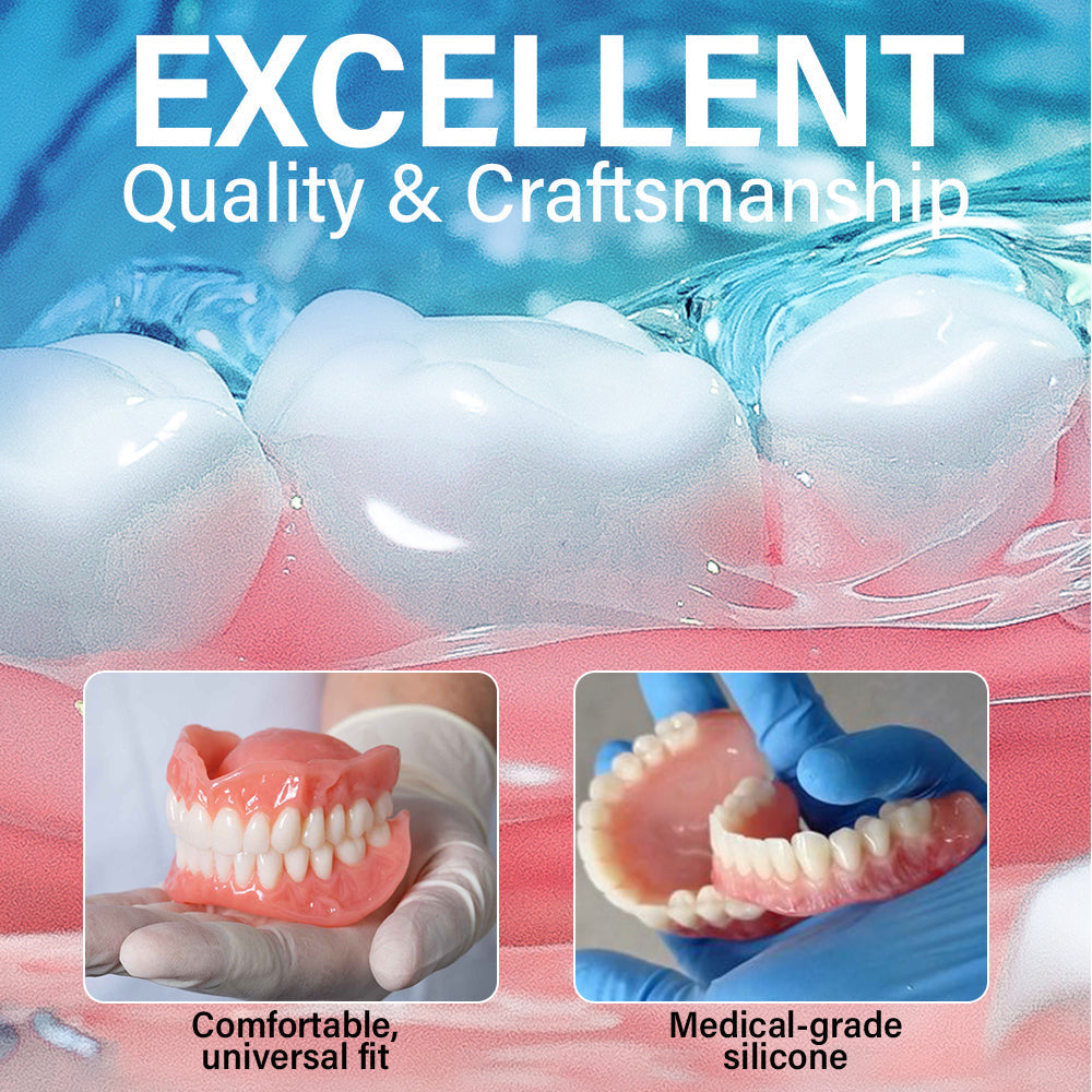 🦷Hermsa® Easy-Fit Silicone Dentures – For Eating, Smiling, and Daily Comfort😁