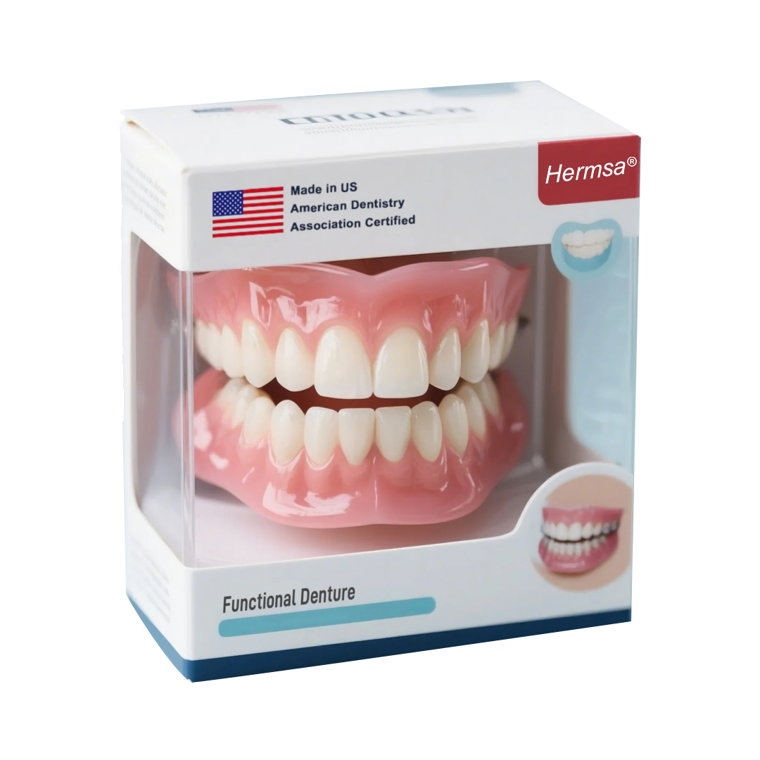 🦷Hermsa® Easy-Fit Silicone Dentures – For Eating, Smiling, and Daily Comfort😁