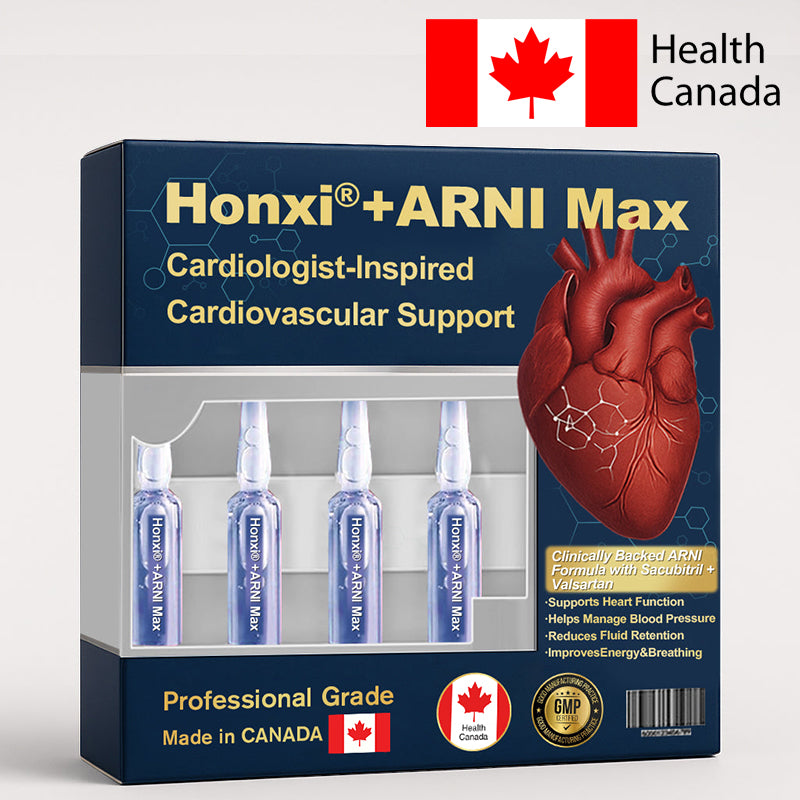 Honxi® +ARNI Max Cardiovascular Support Oral Solution Clinically-backed natural formula for heart function and blood pressure management Professional-grade • Complete transparency • Canada Health-registered facility