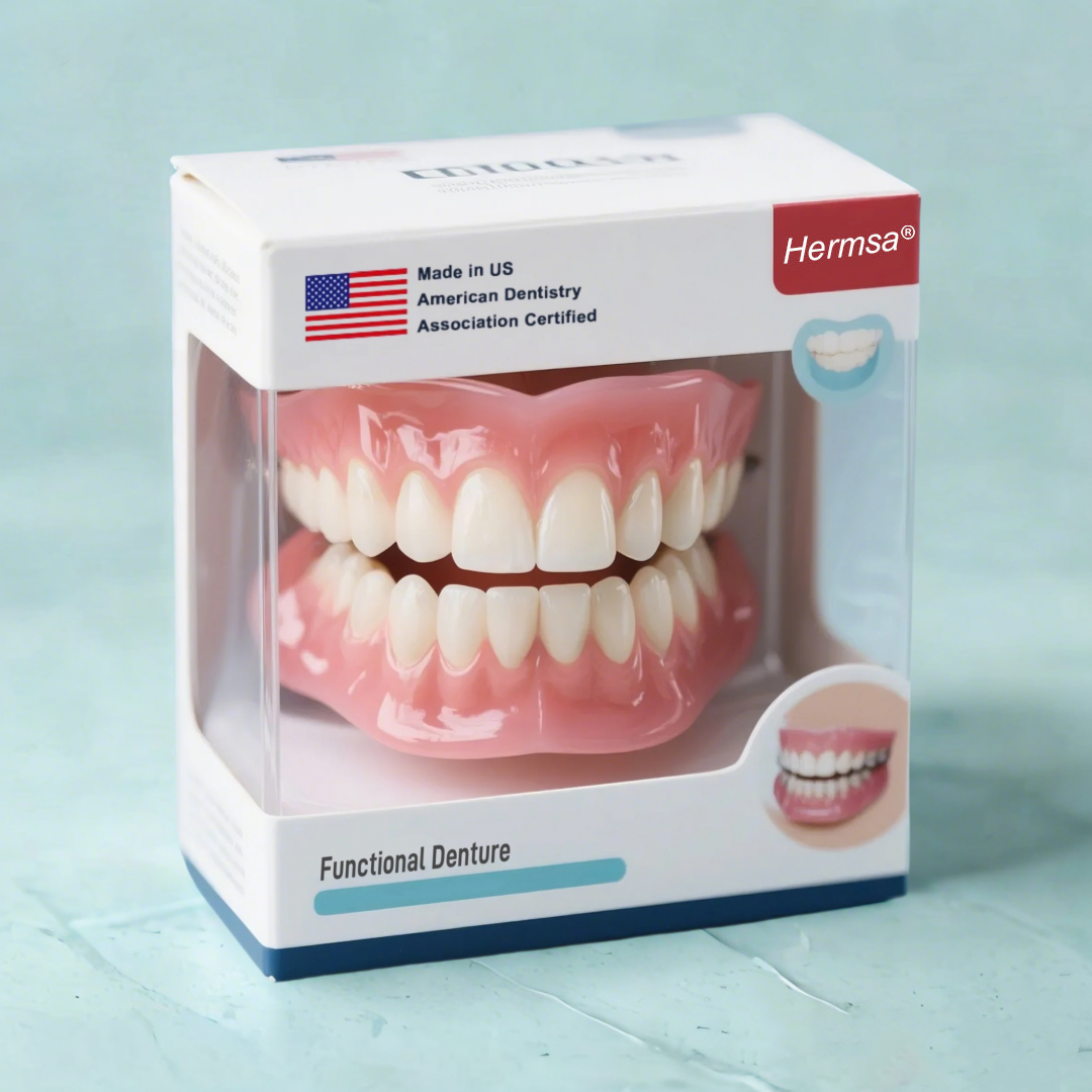 🦷Hermsa® Easy-Fit Silicone Dentures – For Eating, Smiling, and Daily Comfort😁