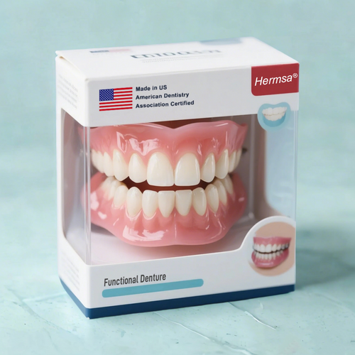 🦷Hermsa® Easy-Fit Silicone Dentures – For Eating, Smiling, and Daily Comfort😁