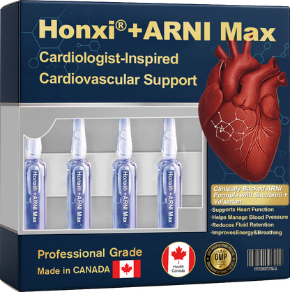 Honxi® +ARNI Max Cardiovascular Support Oral Solution Clinically-backed natural formula for heart function and blood pressure management Professional-grade • Complete transparency • Canada Health-registered facility